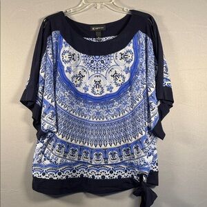 Elegant Blue Patterned Women's Top